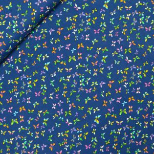 Baumwolle - bunte Schmetterlinge - blau