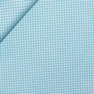 Baumwolle - kleine Kreise -  weiss - petrol - türkis