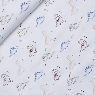 Baumwolljersey - kleine Dinos - creme