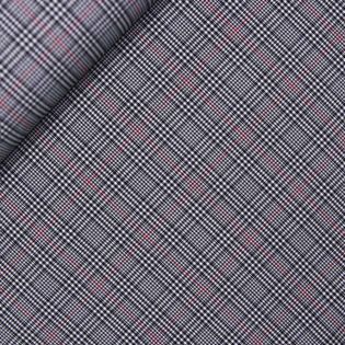 Karo - Stretch - MC - Hosenstoff - schwarz - weiss - rot