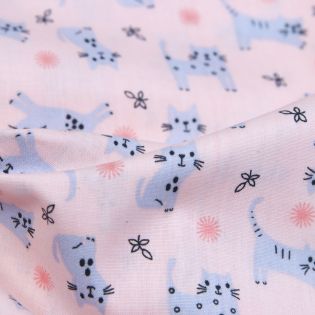Baumwolle - Popeline - niedliche Kätzchen - rosa