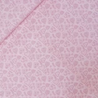 Baumwolle - Popeline - ausgemalte Herzchen - rosa