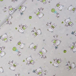Baumwolle - Popeline - Hasenfamilie - beige