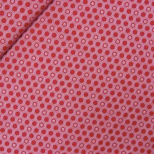 Baumwolle - Popeline - Hexagon mit Blume - rot