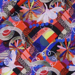 Patchwork - Baumwolle -  moderne Blüte - bunt