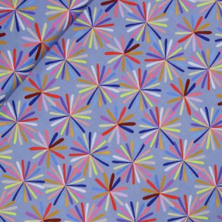 Patchwork - Baumwolle - moderne Blume - hellblau
