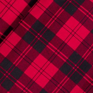Baumwolle - Blusenstoff - Flanell - Karo - rot - schwarz