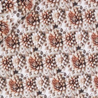 French Terry - 3D - Herbstblume - braun - natur