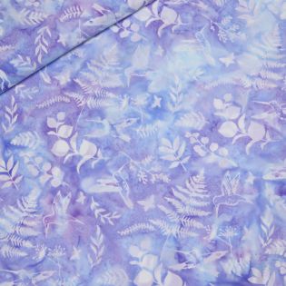 Patchwork - Baumwolle - handgebatikt - Blumen, Vögel - flieder