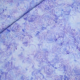 Patchwork - Baumwolle - handgebatikt  - Blumenornament - flieder