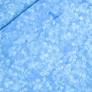 Patchwork - Baumwolle - handgebatikt - florales Ornament - hellblau
