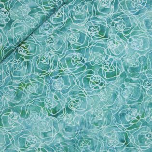 Patchwork - Baumwolle - handgebatikt - Blumenornament - mint