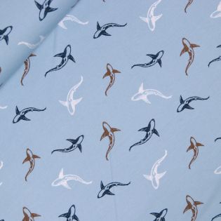 Baumwolljersey - kleine Haie - hellblau