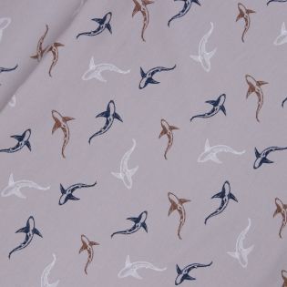 Baumwolljersey - kleine Haie - beige