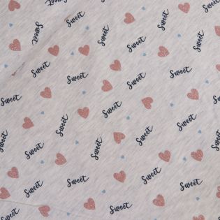 Baumwolljersey  - Sweet Love - beige - grau 
