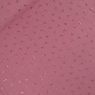 Baumwoll - Musselin - Gauze - goldene Pusteblumen - altrose