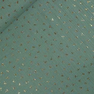 Baumwoll - Musselin - Gauze - goldene Pusteblume - mint
