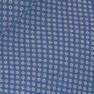 Baumwoll - Musselin - Stickerei - blau