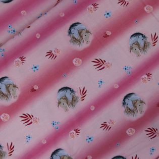 Baumwoll - Jersey - Pferd - pink