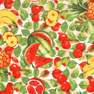 Dekostoff -  Obstkorb - rot - gelb