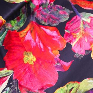 Seidenstretch - Hibiskus - rot - pink