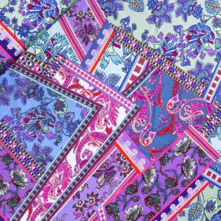 Viskosejersey  - Patchwork Persia - cool touch - lila 