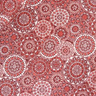 Baumwolle - Mandalas - braun - rot