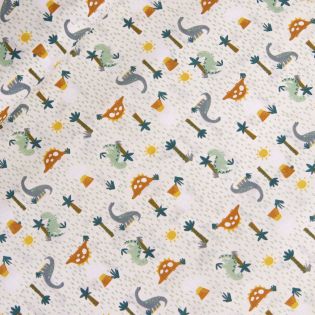 Baumwolle - Popeline - Dinoland - beige 