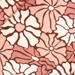 Viskose - großflächiges Blumenmotiv - rose - beige