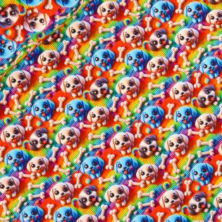 Baumwolle - Popeline - Regenbogen -Wuffis - bunt
