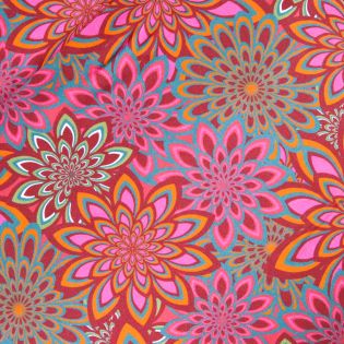 Viskose - Retro Blüte - bunt