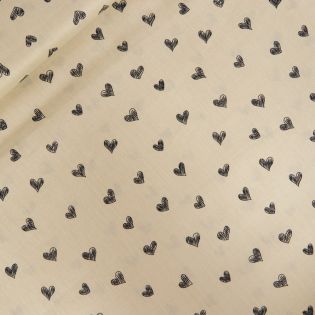 Baumwolle - Popeline -  Herzilein - beige