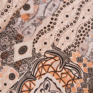 Baumwolljersey - Oranger Rhythmus - orange - braun