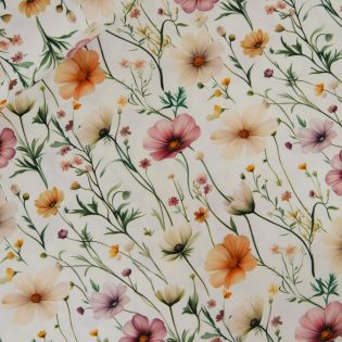 Baumwolljersey - Wiesenblumen - beige 