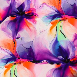 French Terry - Dynamische Flora - lila - bunt