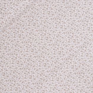 Baumwolljersey - Dezenter Blütentraum - weiß - beige 