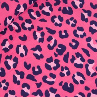 Baumwoll - Musselin - Leo - pink - blau