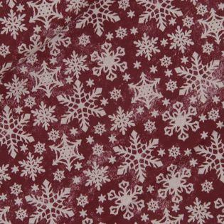 Dekostoff - Weihachten - Schneefall - rot