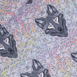 Patchwork - Baumwolle - Tula Pink - Graywork - Wolf of Pink Street - grau