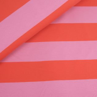 French Terry - Blockstreifen - pink-rot