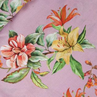 Leinen - Viskose - Sommerblumen - flieder