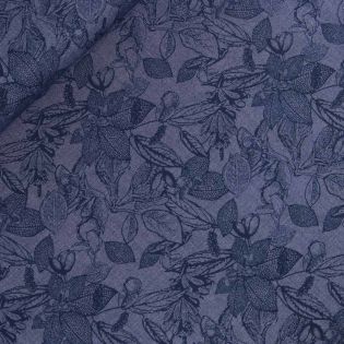 Baumwollstretch - Blumenranken - jeans