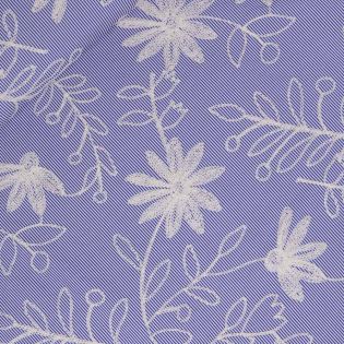 Baumwolle - bestickt - Blumen auf Streifen