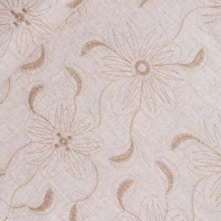 Viskose Leinen - bestickt - große Blüten