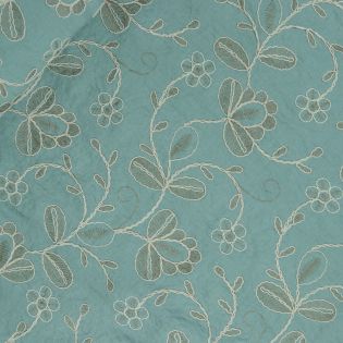 Viskose - bestickt - Blumen mint