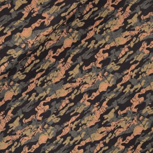 French Terry angeraut - Camouflage - schwarz-grün