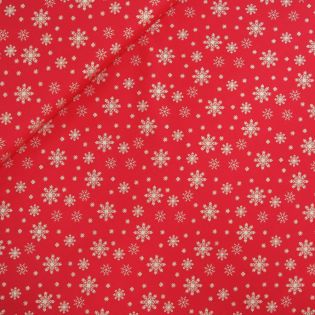 Baumwolle - Weihnachten - Schneeflocken - rot