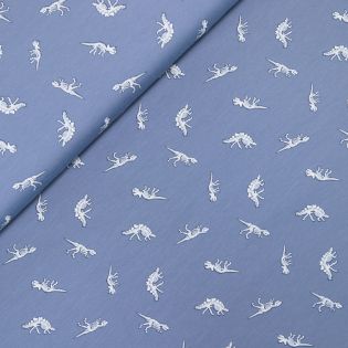 Baumwolljersey - Dinosaurier - blau