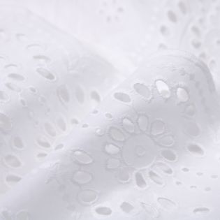 Baumwoll Stickerei - Blumen Bordüre - weiß