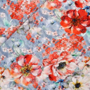 Viskose -  bunte große Blume - bunt